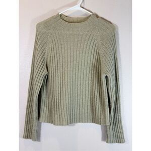 Micaela Greg Wool Baby Alpaca Blend Ribbed Knit Women's Sweater Large
